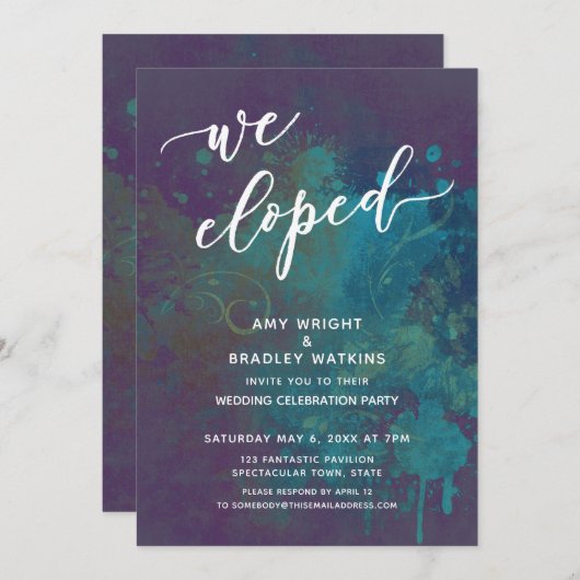 Invitation Réception de mariage avec écriture abstraite multi (Devant / Derrière)