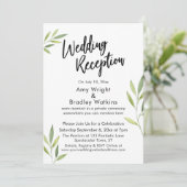 Invitation Réception de mariage avec feuillage à l'aquarelle  (Debout devant)