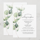 Invitation Réception de mariage avec feuillage de verdure d'e (Devant / Derrière)
