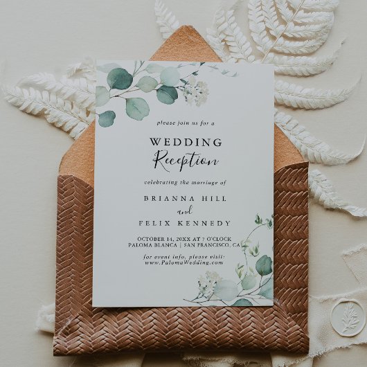 Invitation Réception de mariage avec feuillage d'eucalyptus v