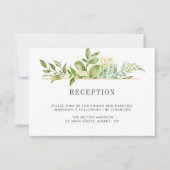 Invitation Réception de mariage avec feuillage vert floral sa (Devant)