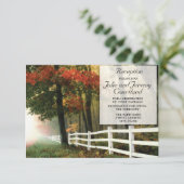 Invitation Réception de mariage avec feuilles d'automne et cl (Debout devant)