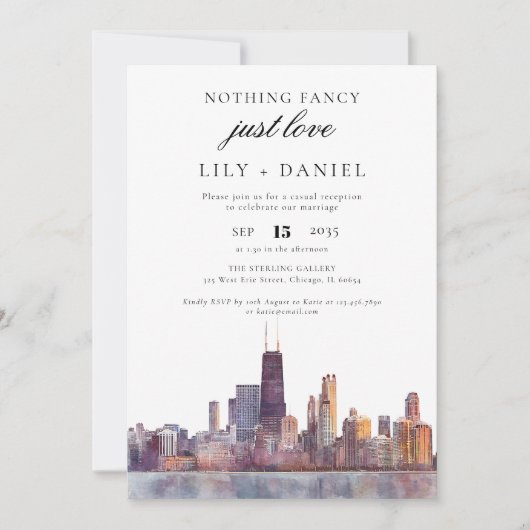 Invitation Réception de mariage avec fuite à Chicago (Devant)