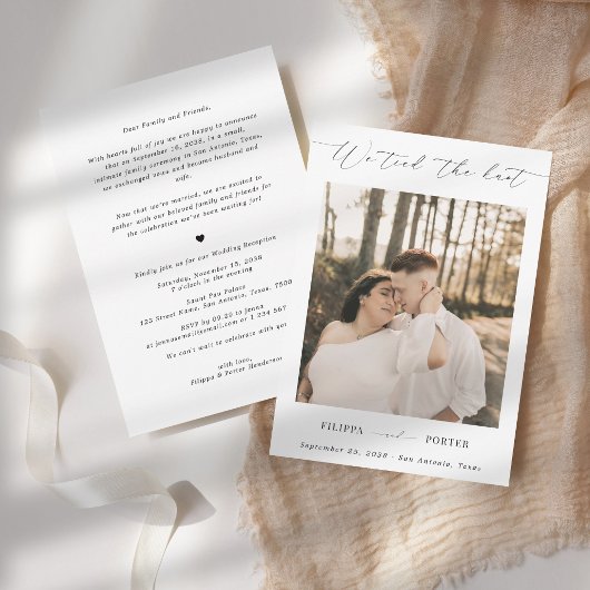 Invitation Réception de mariage avec fuite amoureuse en écrit