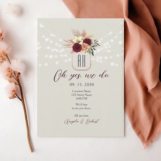 Invitation Réception de mariage avec fuite florale