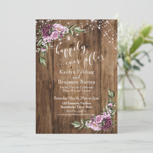 Invitation Réception de Mariage avec Guirlande de Fleurs Rust (Debout devant)