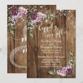 Invitation Réception de Mariage avec Guirlande de Fleurs Rust (Devant / Derrière)