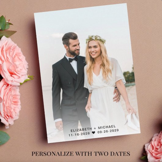 Invitation Réception de mariage avec photo Chic Gold Script