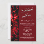 Invitation Réception de mariage avec photo florale rouge (Devant)