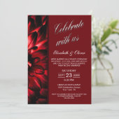 Invitation Réception de mariage avec photo florale rouge (Debout devant)