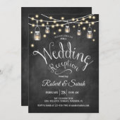 Invitation Réception de mariage avec tableau noir et lumières (Devant / Derrière)