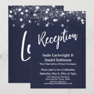 Invitation Réception de mariage avec texture Navy et lumières