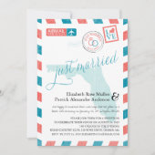 Invitation Réception de mariage avec timbres d'aviation antiq (Devant)