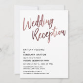 Invitation Réception de mariage avec typographie en rose gold (Devant)