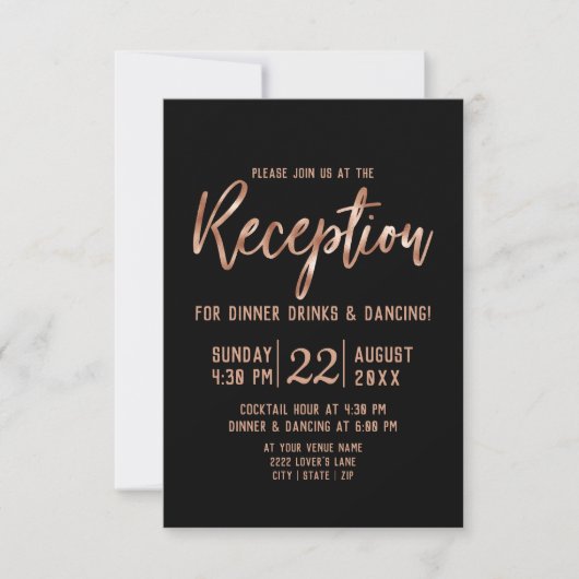 Invitation Réception de mariage avec typographie moderne en o (Devant)