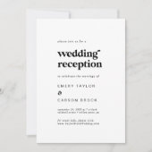 Invitation Réception de mariage avec typographie noire modern (Devant)