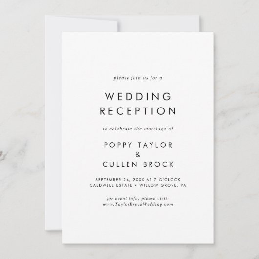 Invitation Réception de mariage avec une typographie chic (Devant)