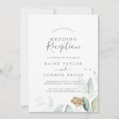 Invitation Réception de mariage avec verdure aérée et feuille (Devant)