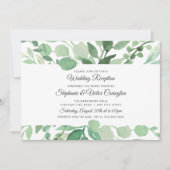 Invitation Réception de mariage avec verdure aquarelle luxuri (Devant)