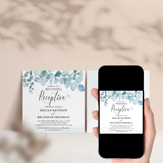 Invitation Réception de mariage avec verdure d'eucalyptus pou