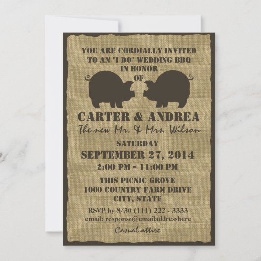 Invitation Réception de mariage BBQ (Devant)