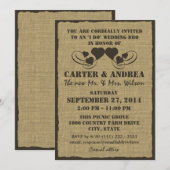 Invitation Réception de mariage BBQ Cœurs et Burlap (Devant / Derrière)