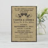 Invitation Réception de mariage BBQ Cœurs et Toile de Jute (Debout devant)