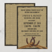 Invitation Réception de mariage BBQ Fer à cheval, Corde et Bu (Devant / Derrière)