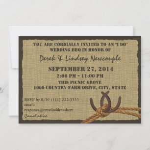 Invitation Réception de mariage BBQ Horseshoes and Rope
