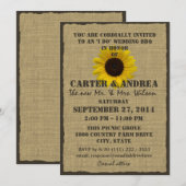 Invitation Réception de mariage BBQ Tournesol et Toile de Jut (Devant / Derrière)