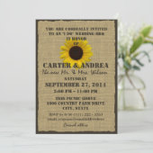 Invitation Réception de mariage BBQ Tournesol et Toile de Jut (Debout devant)