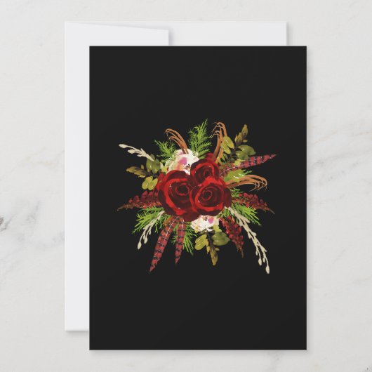 Invitation Réception de mariage Black Red Floral Boho (Dos)