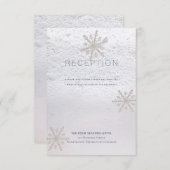 Invitation Réception de mariage blanc d'hiver flocon de neige (Devant / Derrière)