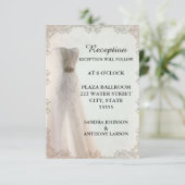 Invitation Réception de mariage blanc élégant, robe de mariée (Debout devant)