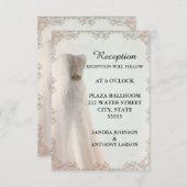 Invitation Réception de mariage blanc élégant, robe de mariée (Devant / Derrière)