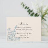 Invitation Réception de mariage blanc et bleu d'hiver (Debout devant)