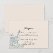 Invitation Réception de mariage blanc et bleu d'hiver (Devant / Derrière)