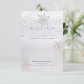Invitation Réception de mariage blanc hiver flocon de neige a (Debout devant)