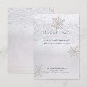 Invitation Réception de mariage blanc hivernal Flocon de neig (Devant / Derrière)