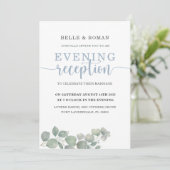 Invitation Réception de mariage bleu Eucalyptus rustique (Debout devant)