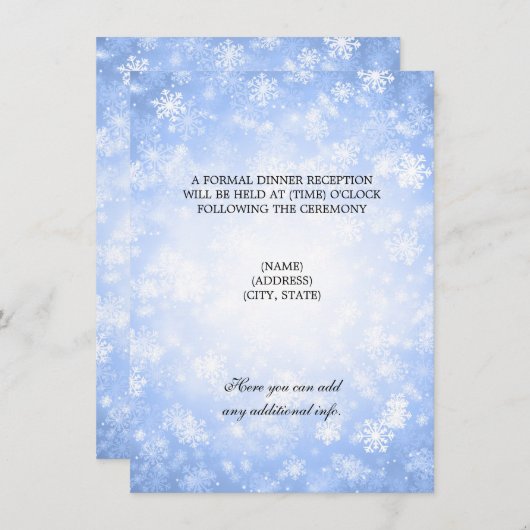 Invitation Réception de mariage bleu hiver merveilleux (Devant / Derrière)