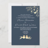 Invitation Réception de mariage bleu marine (Devant)