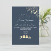 Invitation Réception de mariage bleu marine (Debout devant)