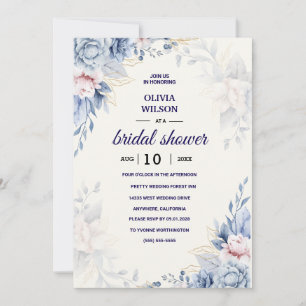Invitation Reception de mariage bleu marine bordeaux or rose