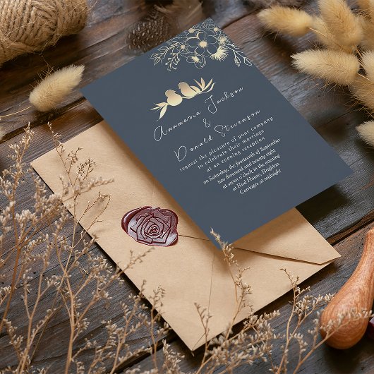 Invitation Réception de mariage bleu marine moderne