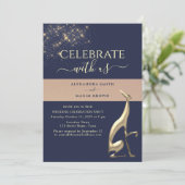 Invitation Réception de mariage bleu or de la Marine Invitati (Debout devant)