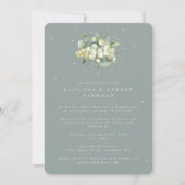Invitation Réception de mariage Blue-Green Snowberry+Eucalypt (Devant)