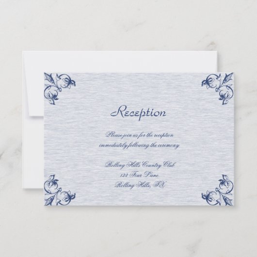 Invitation Réception de mariage Blue Vintage Elegance (Devant)