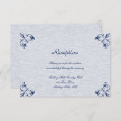 Invitation Réception de mariage Blue Vintage Elegance (Devant / Derrière)