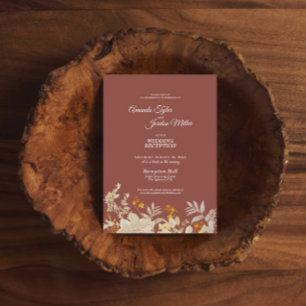Invitation Réception de mariage bohème d'automne Rose Poussié